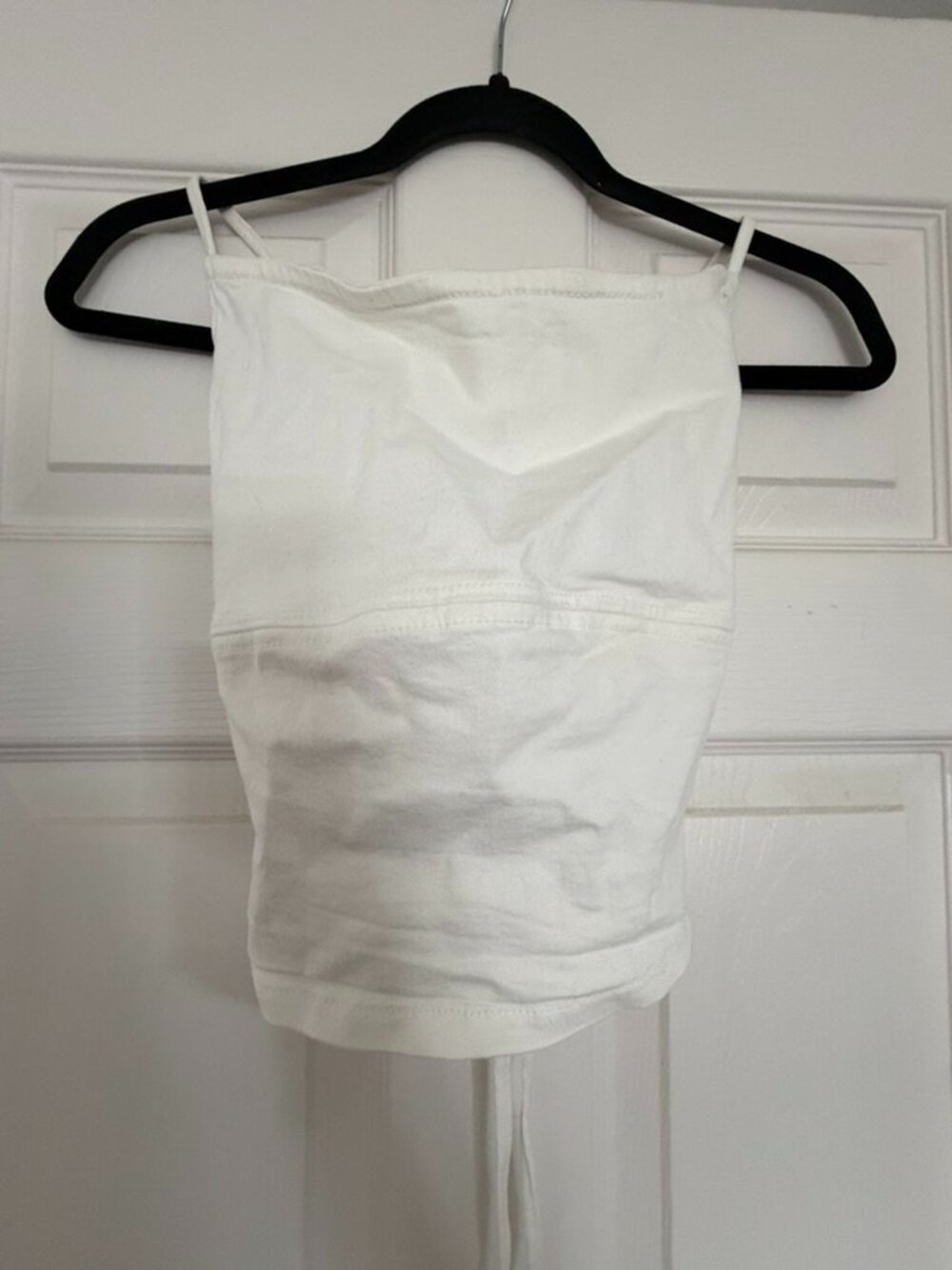 Good American Cloud White Cropped Denim Cami